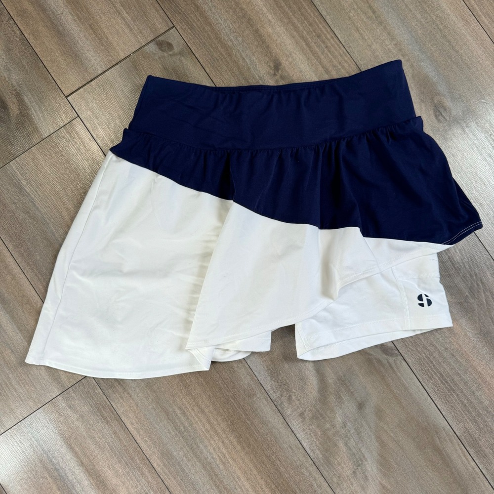 Sports Illustrated Womens Blue White Colorblock Ruffle Tennis Skort Size L  M-39